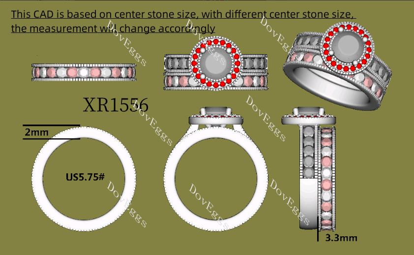 Doveggs round eternity channel set moissanite/lab grown diamond & colored gem wedding band-3.3mm band width