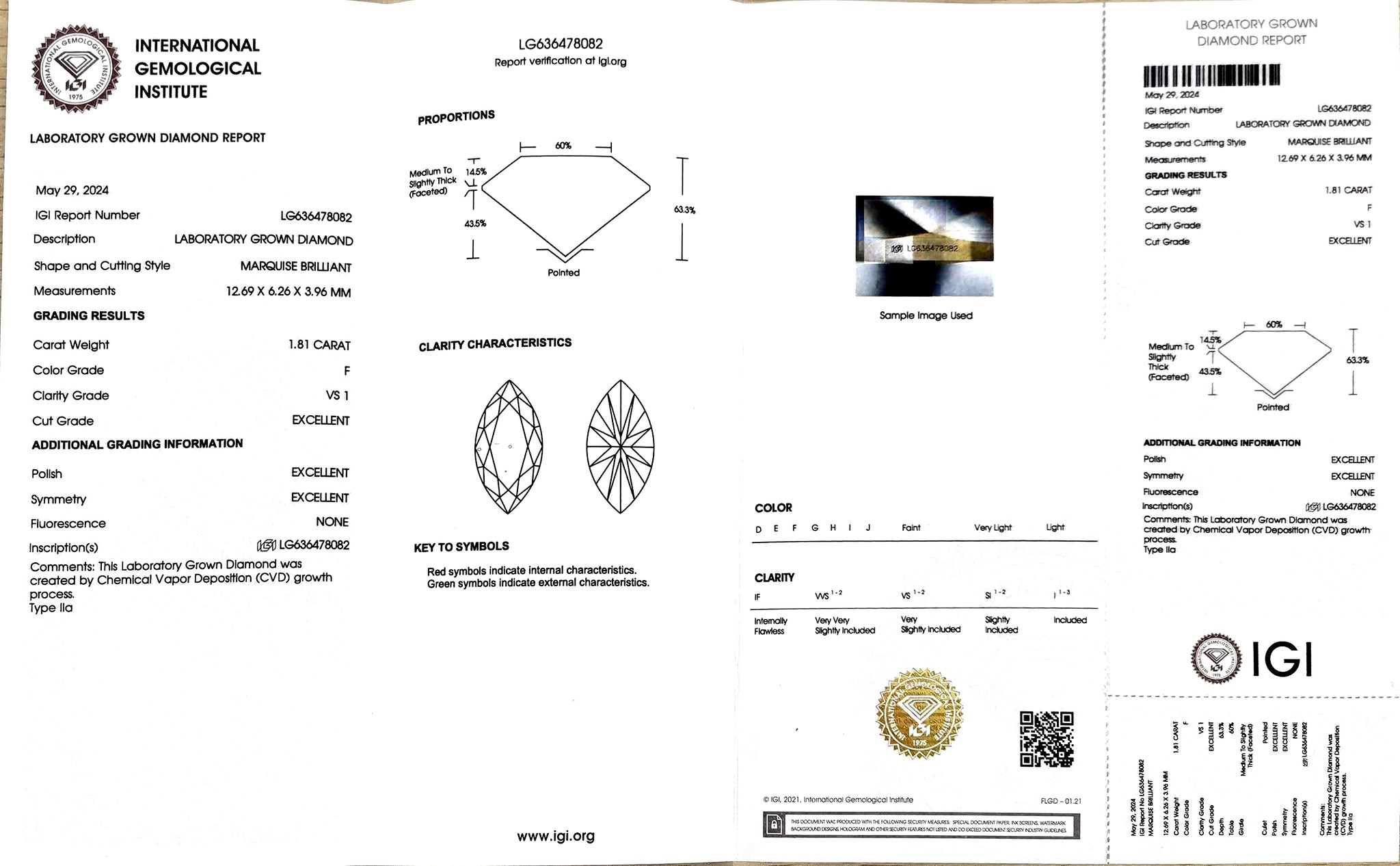 Doveggs 1.81ct Marquise F color VS1 Clarity Excellent cut lab diamond stone(certified)