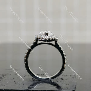 Doveggs Marquise Modified H&A cut halo pave moissanite engagement ring