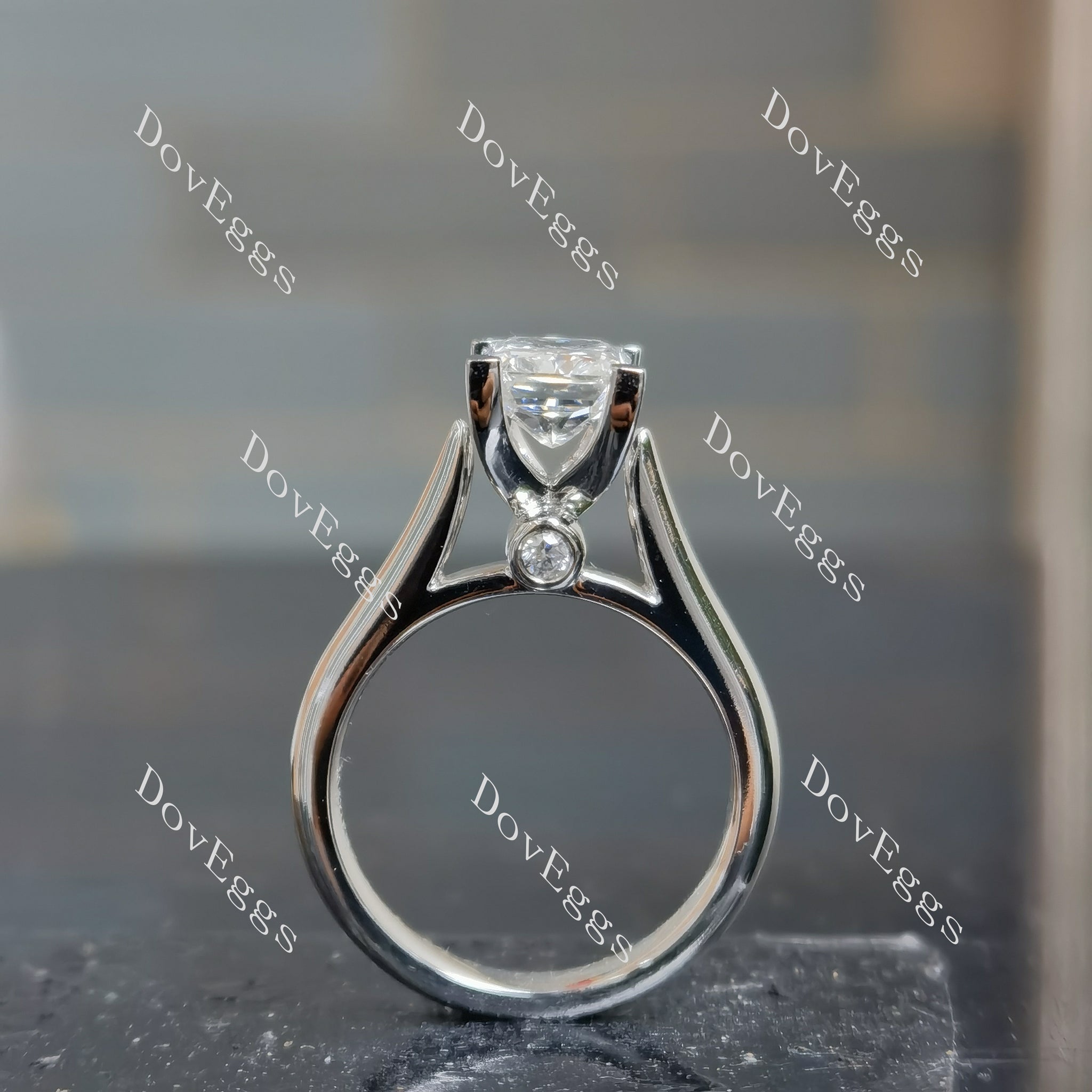 Doveggs Pave Radiant Lab Grown Diamond Engagement Ring