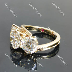 Doveggs three stones engagement ring semi-mount only(Exclusively to DovEggs Stones)