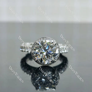 Doveggs pave halo art deco engagement ring semi-mount only(Exclusively to DovEggs Stones)