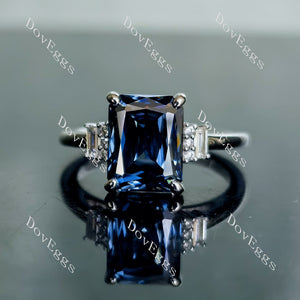 Doveggs criss cut side stone twilight blue moissanite engagement ring