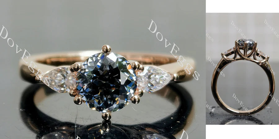 Doveggs three-stone  engagement ring semi-mount only(Exclusively to DovEggs Stones)