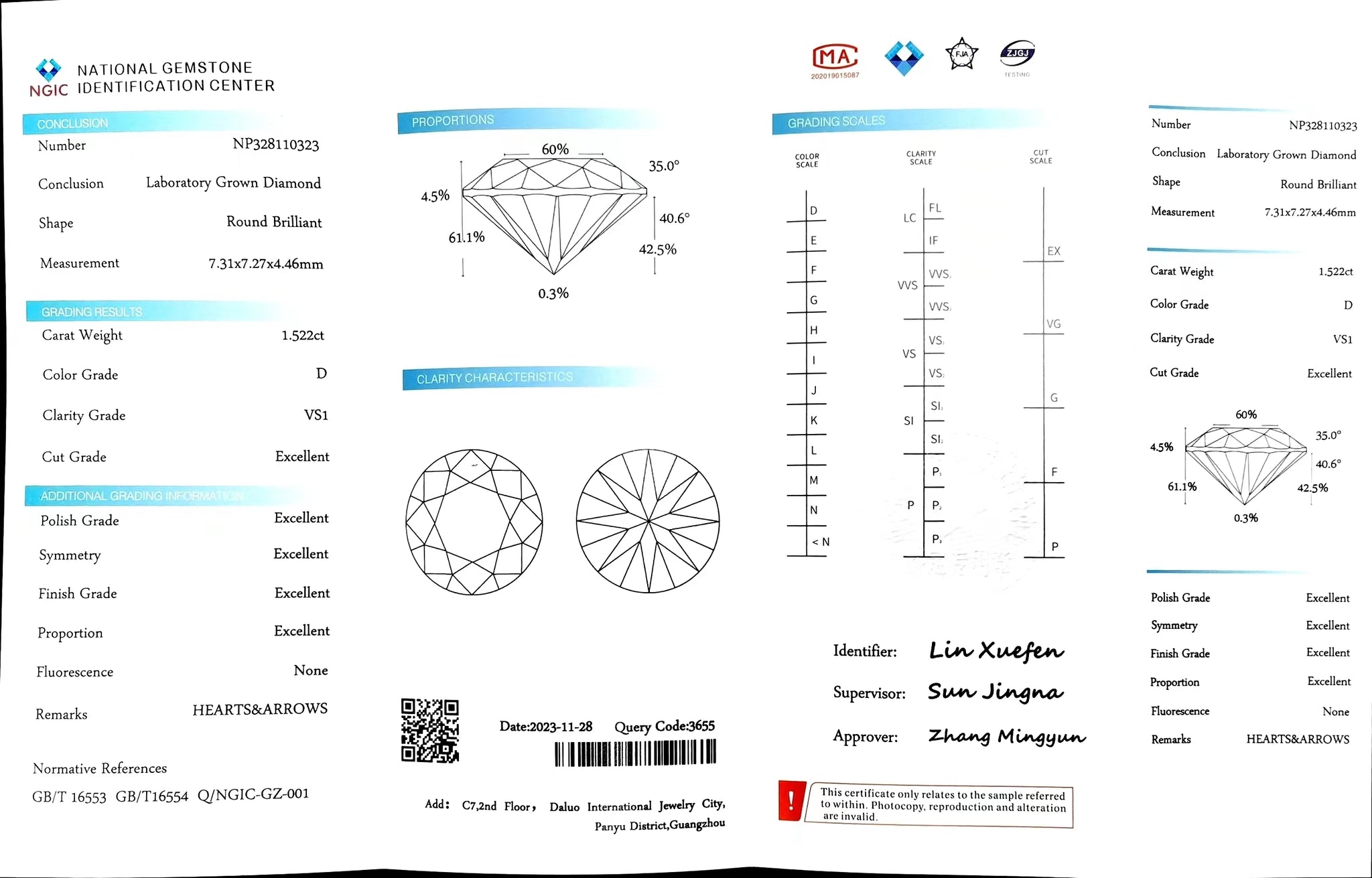 Doveggs 1.522ct round D color VS1 Clarity Excellent cut lab diamond stone(certified)