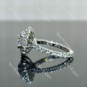 Doveggs Round Halo Floral Lab Grown Diamond Engagement Ring