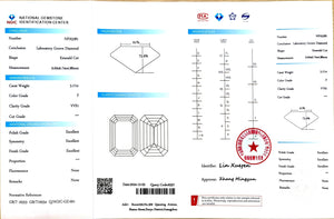Doveggs 3.17ct emerald F color VVS1 Clarity Excellent cut lab diamond stone(certified)