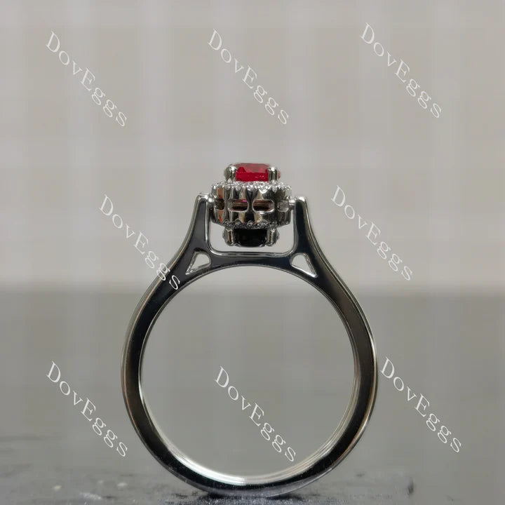 Doveggs pave halo two stones reversible flip engagement ring only semi-mount only(Exclusively to DovEggs Stones)