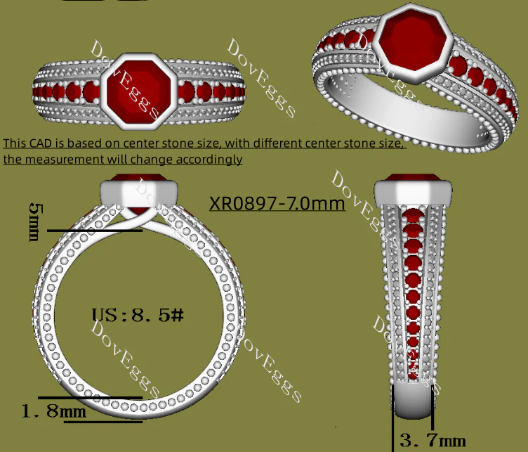 Doveggs bezel channel set pave engagement ring semi-mount only(Exclusively to DovEggs stones)