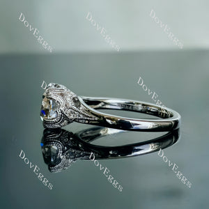 Doveggs round art deco moissanite engagement ring