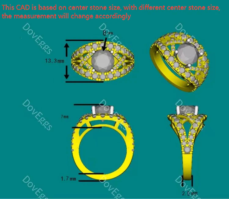 Doveggs split shank pave engagement ring only semi-mount only(Exclusively to DovEggs Stones)