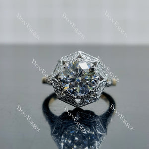 Doveggs Round Pave Halo Lab Grown Diamond Engagement Ring