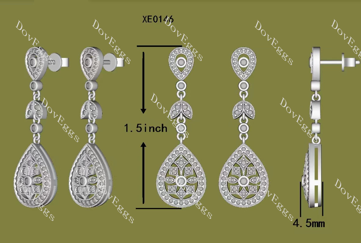 Doveggs round moissanite/lab grown diamond water drop&dangle earrings