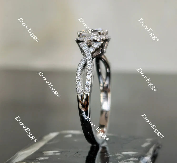 Doveggs cris cross band halo engagement ring semi-mount only(Exclusively to DovEggs Stones)