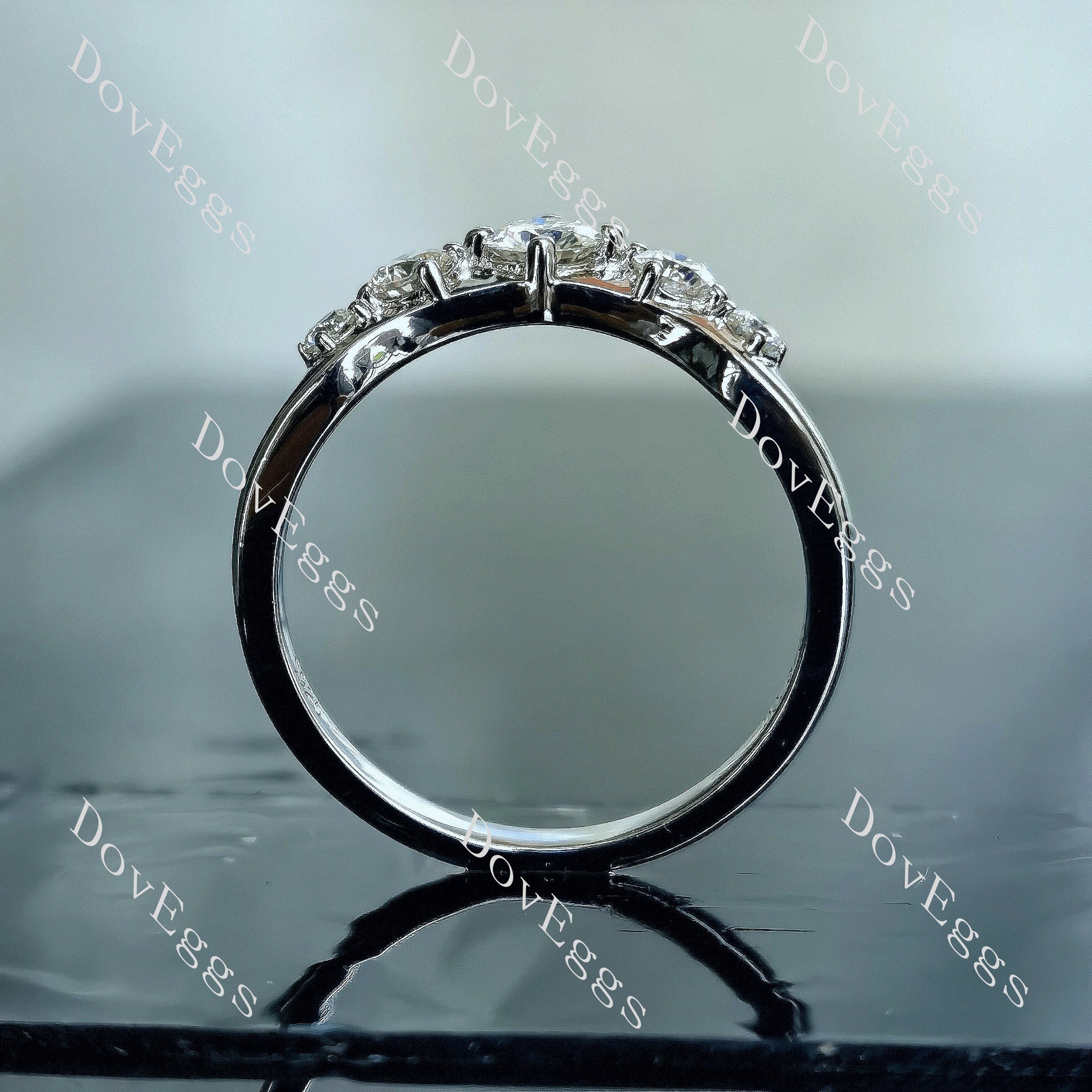 Doveggs round pave moissanite/lab grown diamond wedding band-2.1mm band width