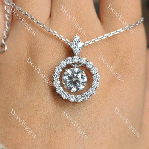 Doveggs round halo moissanite pendant necklace (pendant only)