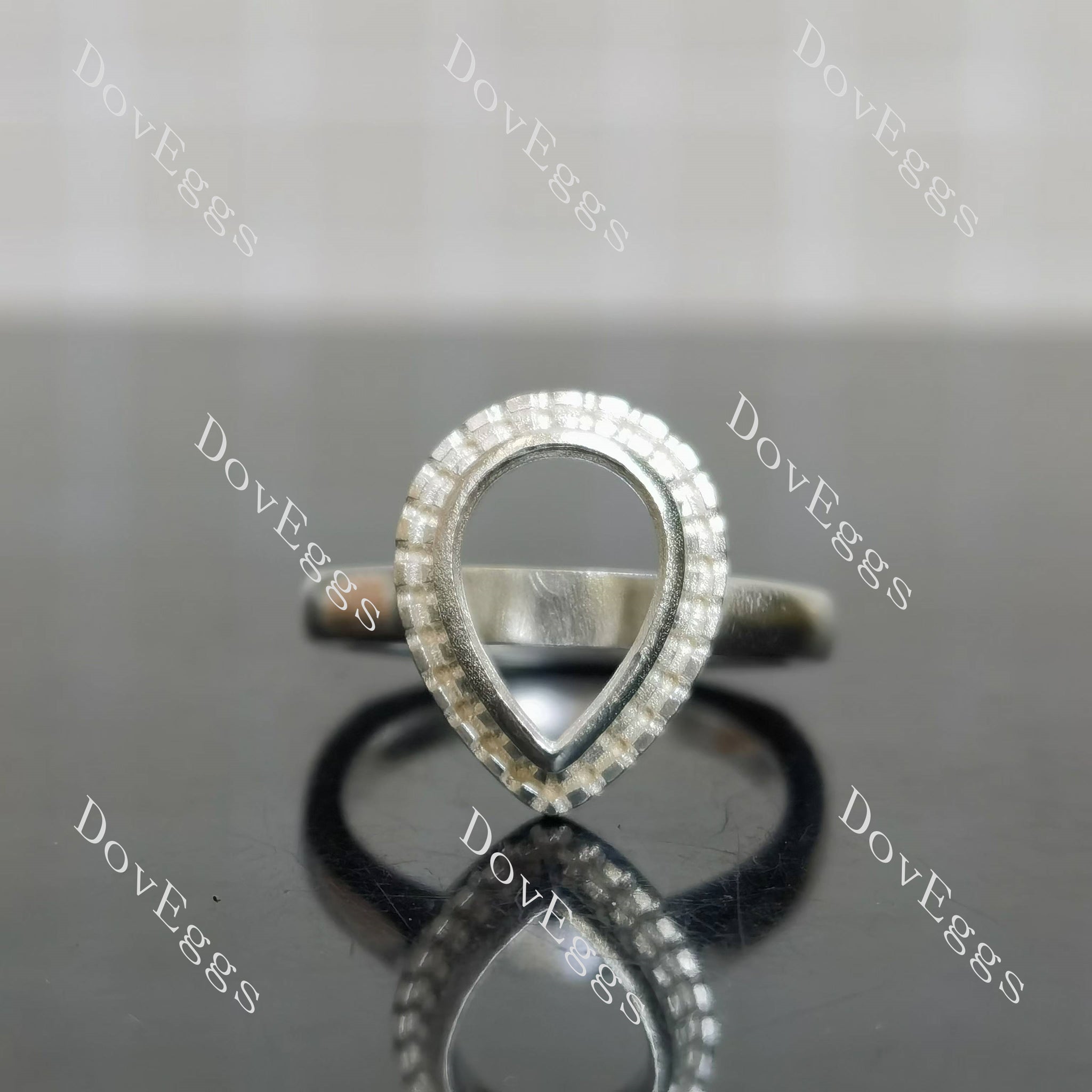 Doveggs halo bezel pave engagement ring semi-mount only(Exclusively to DovEggs stones)