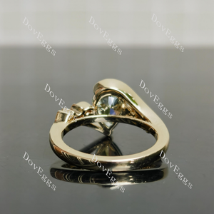 (size 6.5 ) Doveggs 10k yellow gold 1.531ct pear VS1 Clarity Excellent cut Fancy Vivid Green lab grown diamond ring