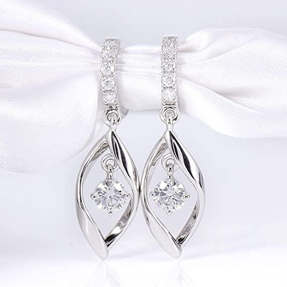 DovEggs 1ct round moissanite hoop earrings for women