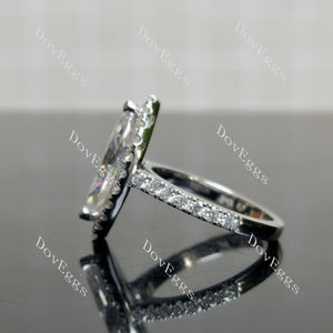 Doveggs Marquise Modified H&A cut halo pave moissanite engagement ring