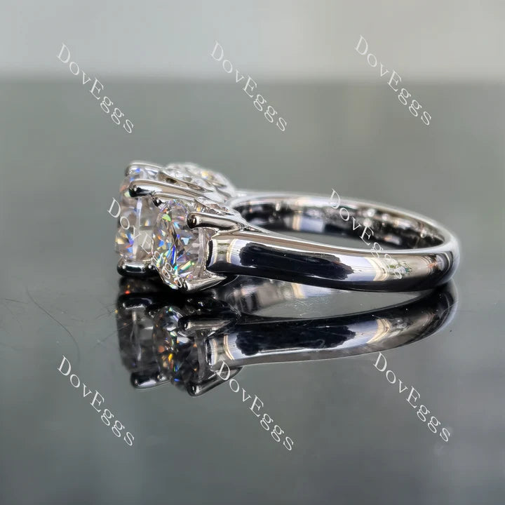 Doveggs three stones engagement ring semi-mount only(Exclusively to DovEggs Stones)