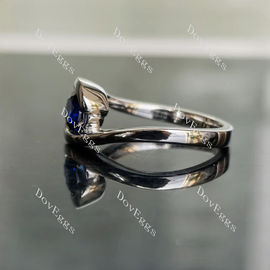 Ocean Wave round solitaire engagement ring only semi-mount only(Exclusively to DovEggs Stones)