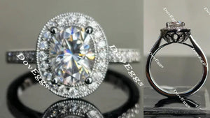 DovEggs half eternity pave halo engagement ring semi-mount only(Exclusively to DovEggs Stones)