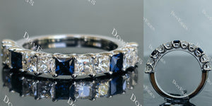 Doveggs princess pave moissanite/lab grown diamond & colored gem wedding band-2.3mm band width