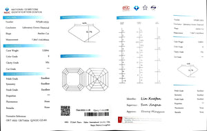 Doveggs 2.55ct asscher E color VS1 Clarity Excellent cut lab diamond stone(certified)