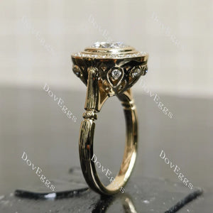 Doveggs halo vintage delicate engagement ring semi-mount only(Exclusively to DovEggs Stones)