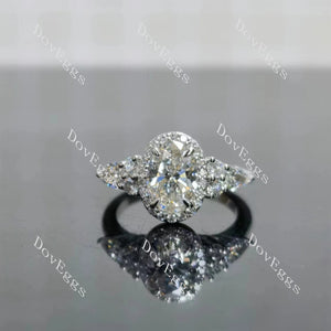 Doveggs oval halo side stones moissanite engagement ring