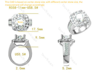 DovEggs halo channel set engagement ring semi-mount only(Exclusively to DovEggs Stones)