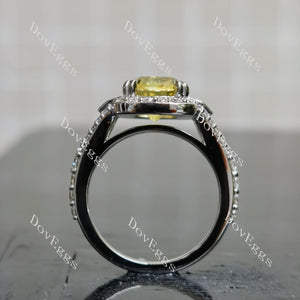 Doveggs elongated cushion halo split shanks colored gem engagement ring