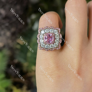 DovEggs cushion floral halo colored gem engagement ring