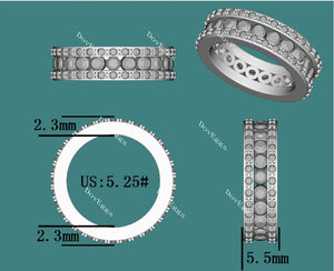 Doveggs round full eternity channel set moissanite/lab grown diamond wedding bands-5.5mm band width