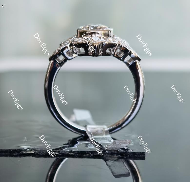 Doveggs round floral setting moissanite engagement ring