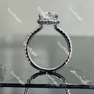 Doveggs cushion pave halo moissanite and birthstone engagement ring