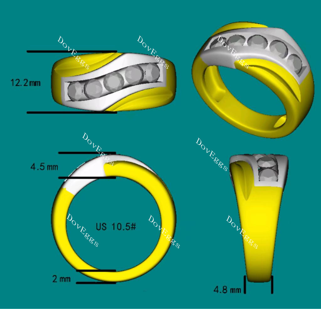 Doveggs channel set moissanite/lab grown diamond engagement ring/wedding bands-4.8mm band width