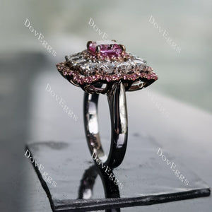 DovEggs cushion floral halo colored gem engagement ring