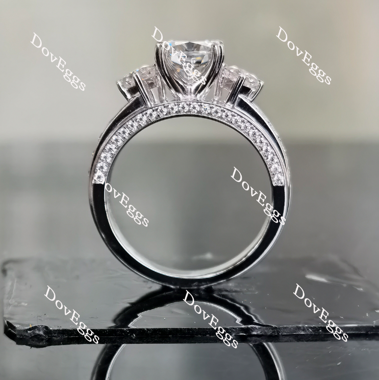 Doveggs cushion side-stone half eternity moissanite engagement ring