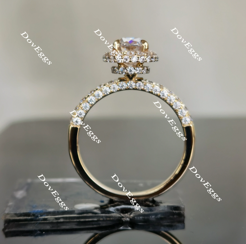 Bemyringsister three paved & halo moissanite engagement ring