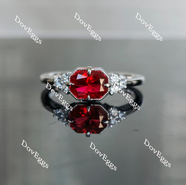 Doveggs radiant vivid pegion blood ruby engagement ring