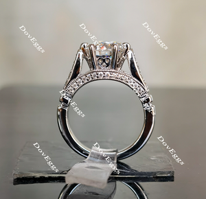 Doveggs round art deco moissanite engagement ring