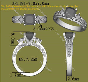 Doveggs cushion side-stone half eternity moissanite engagement ring