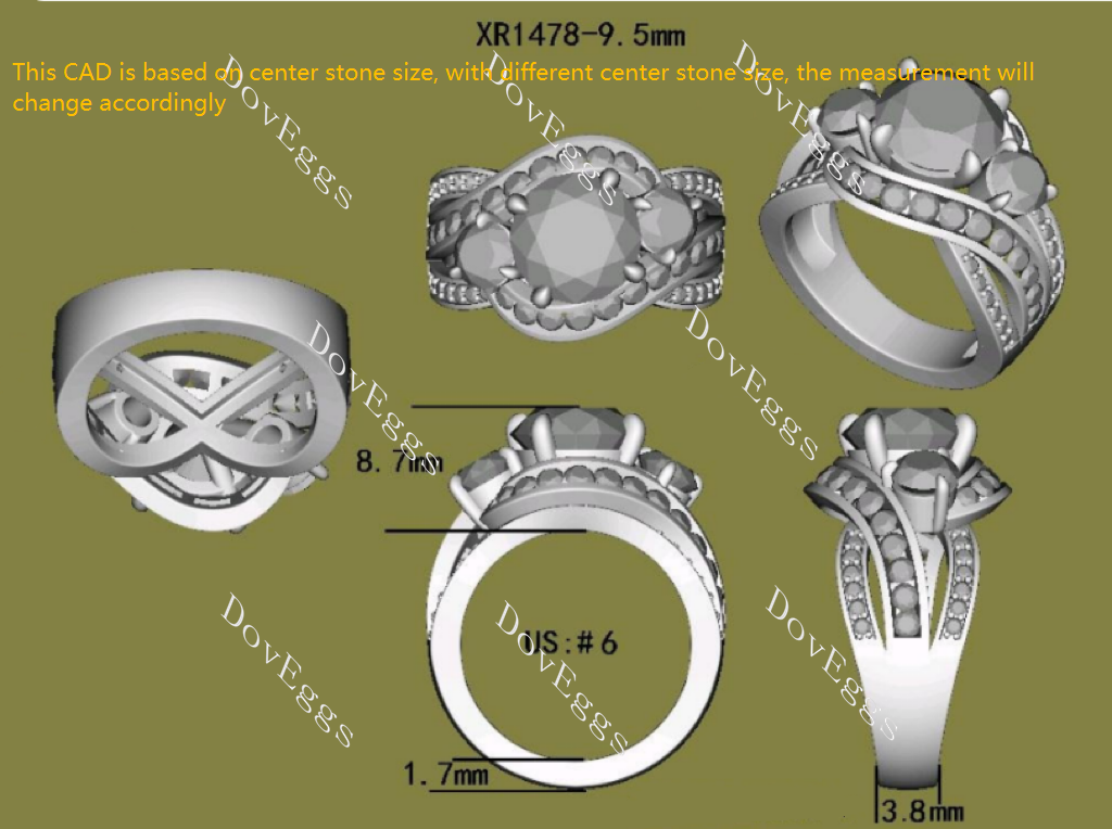 Doveggs round side stones channel set moissanite engagement ring