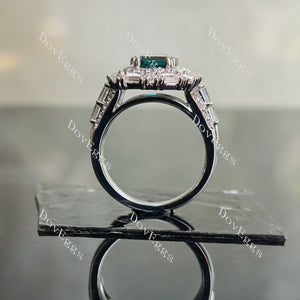 DovEggs emerald split shank double halo colored gem engagement ring