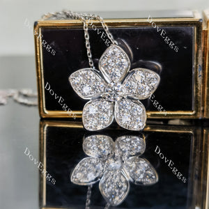 Doveggs round floral moissanite/lab grown diamond pendant (pendant only)