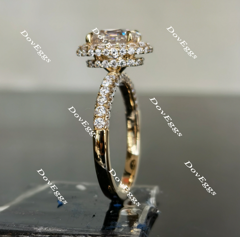 Bemyringsister three paved & halo moissanite engagement ring