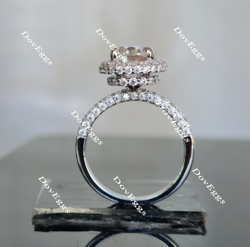 Bemyringsister three paved & halo moissanite engagement ring