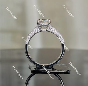 Doveggs round half eternity pave moissanite engagement ring